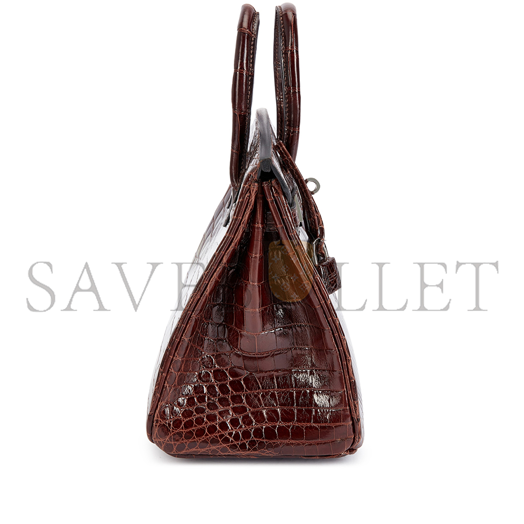 H**mes master birkin 30 crocodile leather bordeaux red silver buckle h041367ck9o (30*22*16cm)